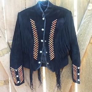 Cripple Creek black suede with fringe jacket